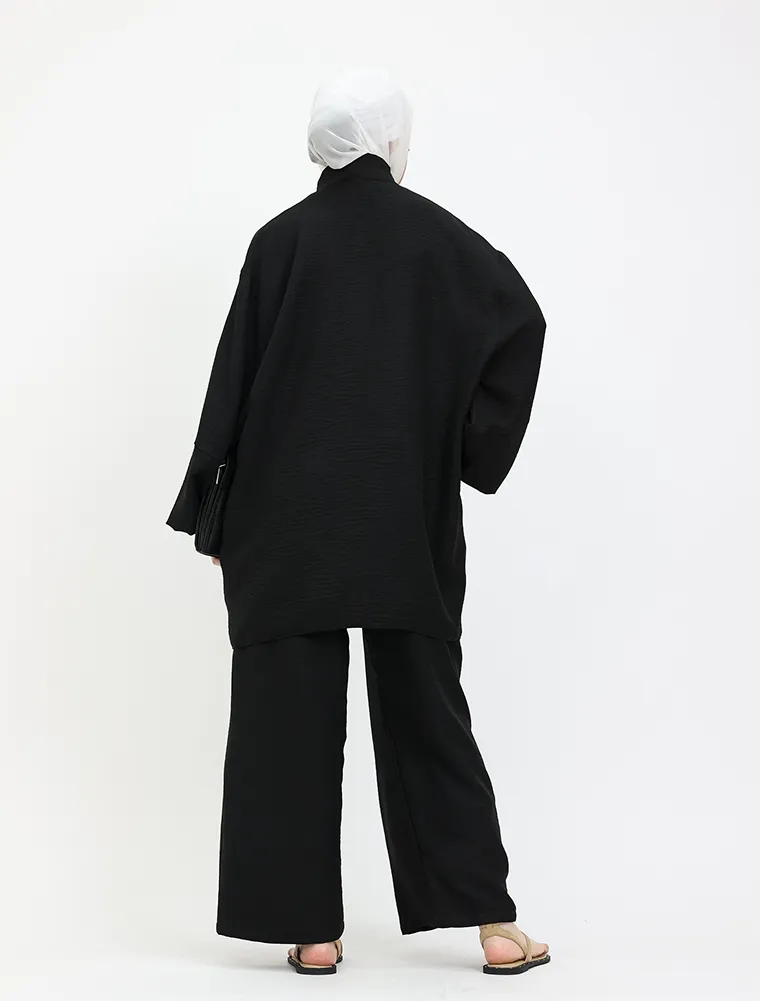 Black Linen Feel Casual Co Ord